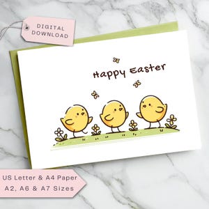 Niedliche Baby Küken Osterkarte, entzückende Frühlings-Grußkarte für Familie, Freunde, Kinder & Lehrer, Frohe Ostern Briefpapier, DIGITAL PRINTABLE