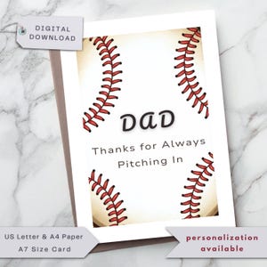 Vatertags-Baseball-Karte | Karte für Baseball Fan Papa, Trainer Papa, Sport Papa Karte | Geburtstag, Ruhestand, Danke Geschenk, Printable Digital