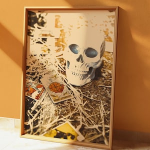 Skull Tarot Card Halloween Print: Gothic Witch Wall Art (Digital Download