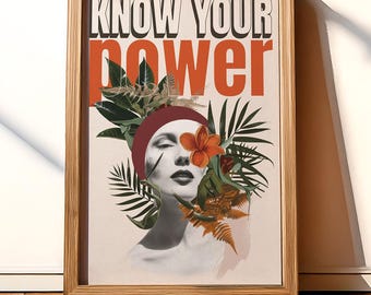 Know Your Power Art Print - Surreal Feminist Wall Decor, Digital Download