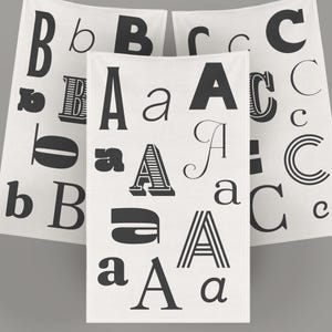 Toalha de chá com monograma, presente para designer gráfico, fontes, tipografia, inauguração de casa, casamento, carta de aniversário para escritor, autor, amante de livros, tipófilo
