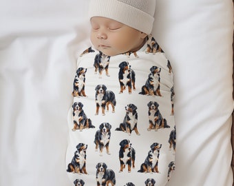 Bernese Mountain Dog Baby Swaddle Blanket, Baby Gift, Dog Nursery, Puppy Nursery, Dog Mom, Bernese Mountain Dog Blanket, Gender Neutral Baby