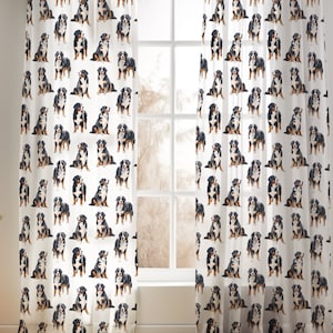 Curtains With Bernese Mountain Dogs, Dog Mom Gifts, Puppy Nursery Curtains, Black Out Drapes, Dog Nursery Decor, Kids Dog Bedroom Curtains