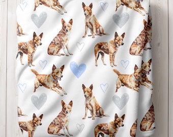 Red Heeler Baby Swaddle Blanket, Baby Boy Gift, Dog Nursery, Puppy Nursery, Red Heeler Mom, Australian Cattle Dog, Custom Boy Minky Blanket