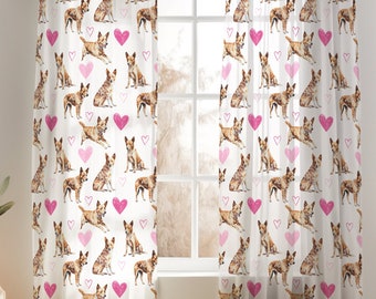 Nursery Curtains With Dogs, Puppy Nursery Decor, Black Out Bedroom Drapes, Gifts For Red Heeler Mom, Cattle Dog Sheer Curtains, Girl Bedroom