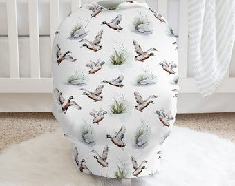 Mallard Duck Car Seat Cover, Duck Hunting Baby Nursery, Stretchy Boy Breast Feeding Wrap, Mallard Duck Crib Bedding, Boy Baby Shower Gift