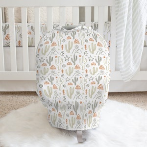 Cactus Car Seat Cover, Western Carseat Canopy, New Mom Gift, Baby Boy Gift, Western Themed Nursery, Stretchy Car seat Covers, Southwestern