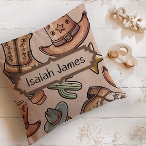 Cowboy Personalized Pillow, Baby Boy Nursery Name Pillow, Custom Baby Cowboy Gifts, Western Crib Bedding Sets, Western Kids Bedding Set