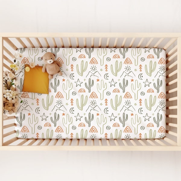 Cowboy Nursery, Cactus Nursery, Western Crib Bedding, Cactus Crib Sheet, Cowboy Crib Sheet, Cactus Crib Bedding, Cowboy Baby Shower Gift