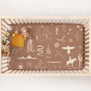 Western Cowboy Crib Sheet, Cactus Desert Nursery Bedding, Southwestern Baby Set, New Mom Gift, Cowboy Nursery, Cowboy Baby Gift, Baby Shower