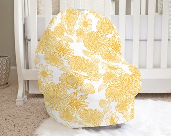 Sunflower Baby Car Seat Cover, Sunflower Nursing Cover, Baby Girl Shower Gifts, High Chair Cover, Breastfeeding Covers, Shopping Cart Cover