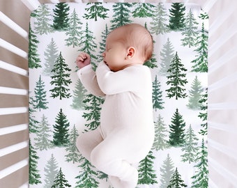 Pine Tree Crib Sheet, Forest Crib Sheet, Nature Nursery, Wilderness Nursery, Woodland Baby, Pine Forest Crib Bedding, Western Nursery