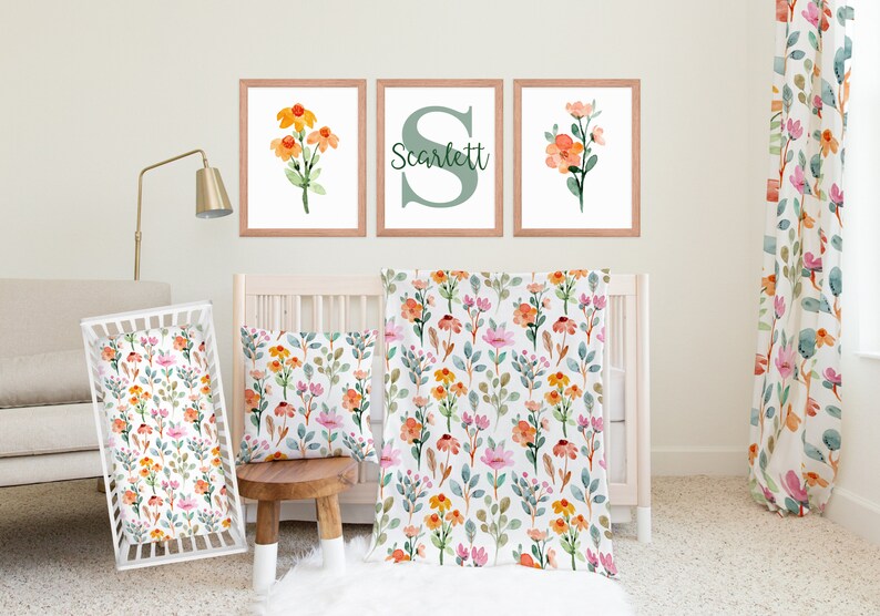 Custom Wildflowers Prints, Floral Nursery Wall Art, Baby Girl Nursery ...