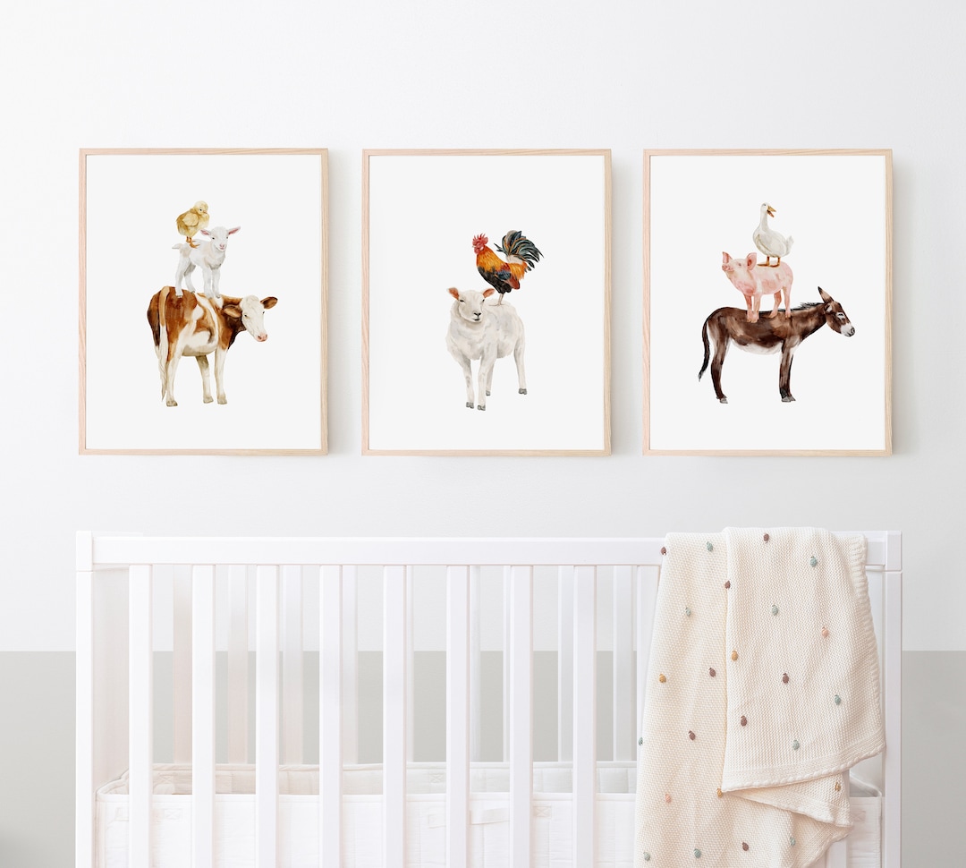 Farm Nursery Wall Decor, Farm Bedroom Prints, Set of Three Prints Above ...