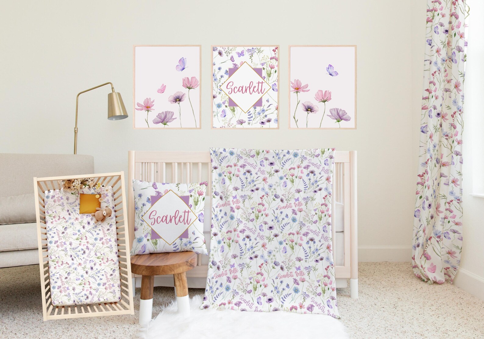 Wildflower Nursery Wall Decor, Baby Girl Nursery Art, Set of Three ...