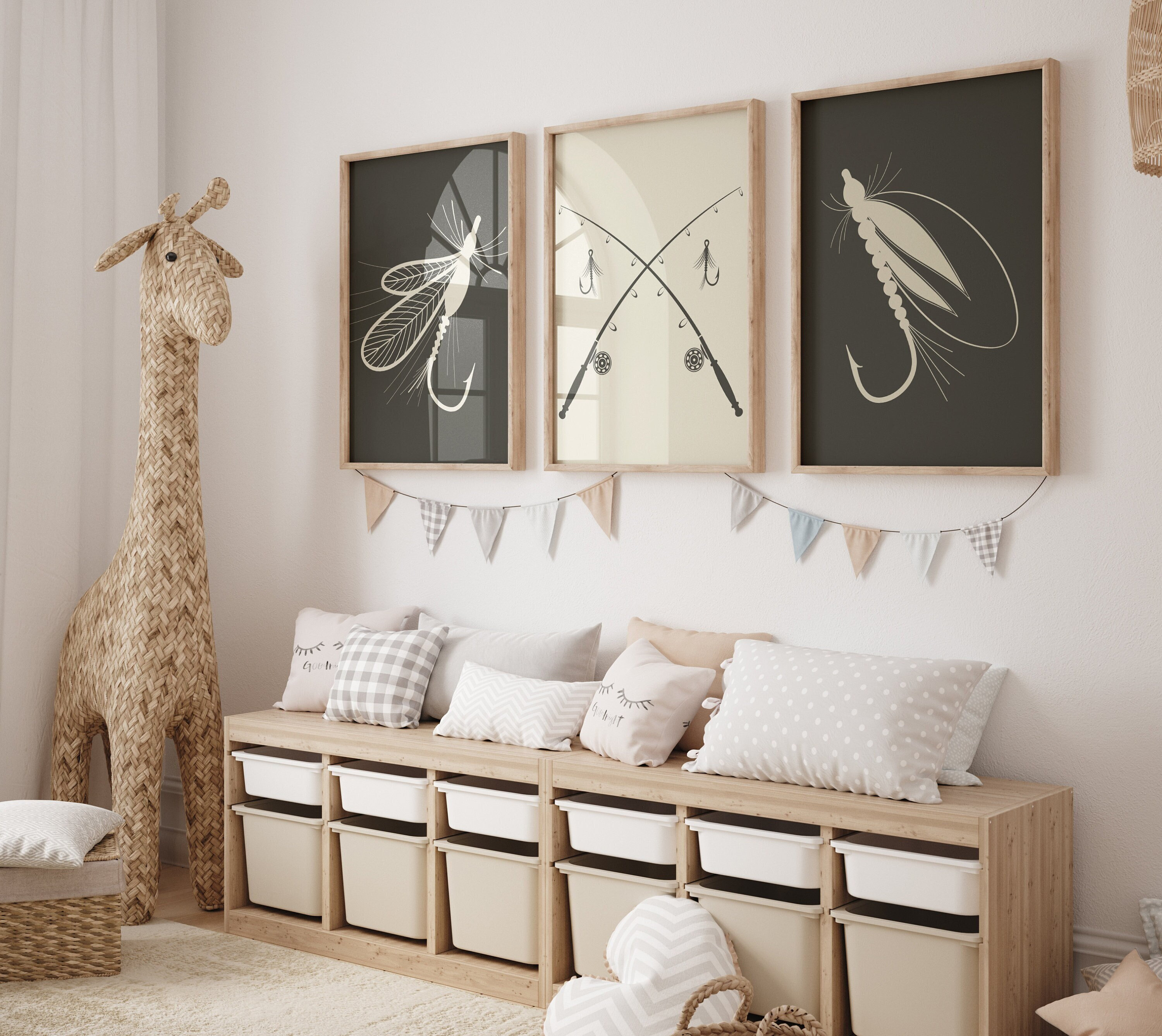 Fly Fishing Nursery Decor, Set of Three Prints, Boys Bedroom Wall Decor, Fisherman Nursery Decor, Angler Wall Art, Gifts For Fly Fisherman
