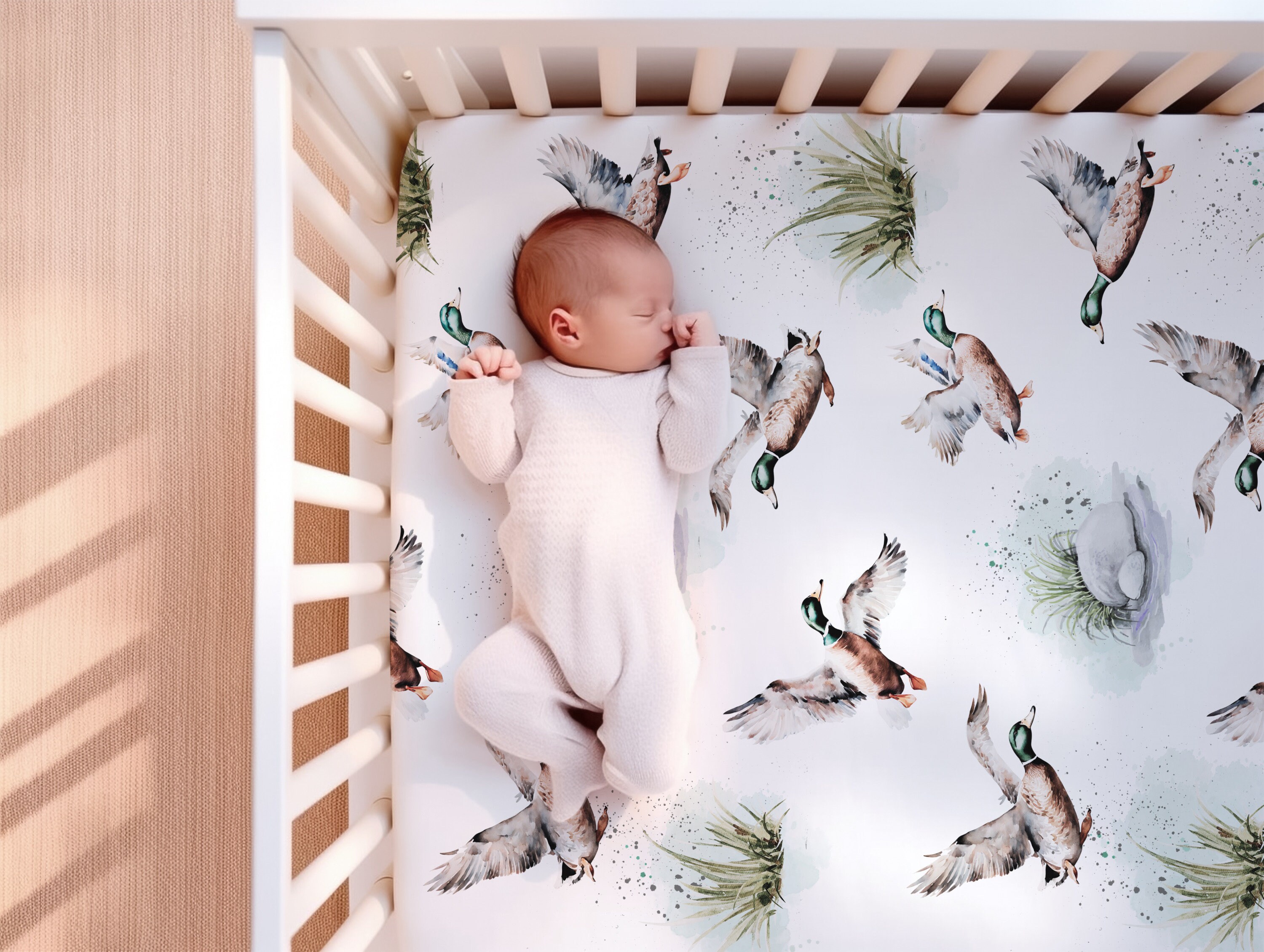Mallard Duck Crib Sheet, Duck Hunting Crib Sheet, Baby Boy Nursery
