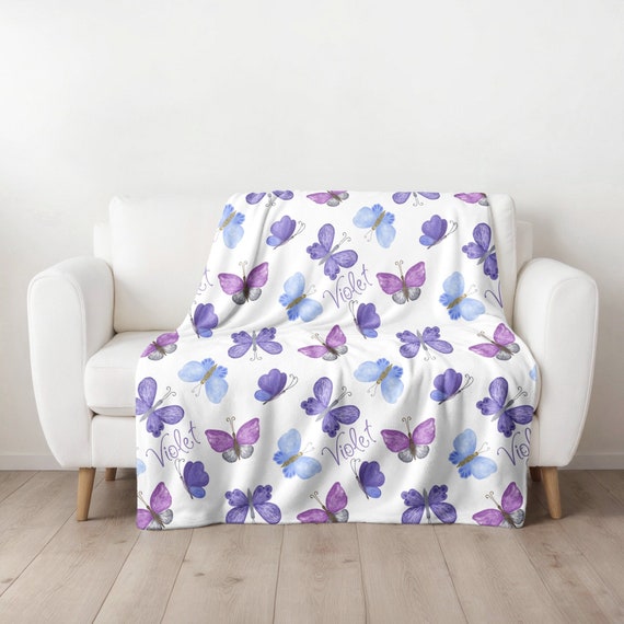 Purple butterfly blanket sale
