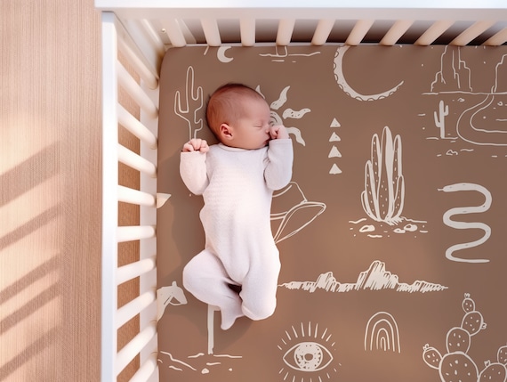 Western Cowboy Crib Sheet Cactus Desert Nursery Bedding Southwestern Baby Set New Mom Gift Cowboy Nursery Cowboy Baby Gift Baby Shower