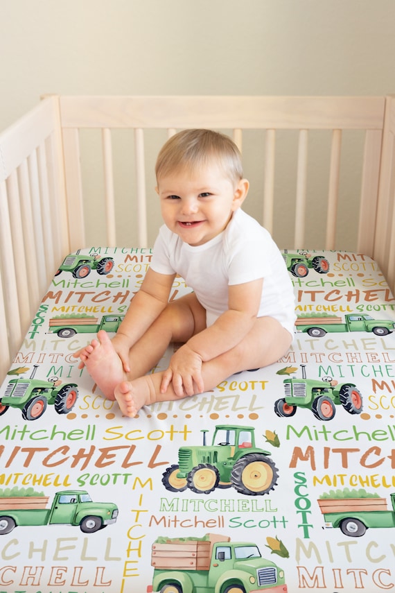 Personalized Crib Sheets Tractor Crib Sheets Green Tractor Nursery Farm Crib Sheet Farm Nursery Farm Baby Gifts New Mom Gifts Farmer Etsy