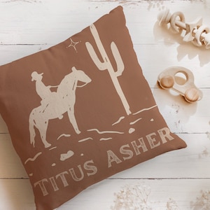 Personalized Cowboy Pillow, Toddler Cowboy Bedding, Western Bedroom, Desert Themed Nursery, New Mom Gift, Custom Baby Pillow, Cowboy Baby