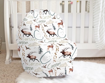 Mallard Duck Car Seat Cover For Baby, Hunting Nursery Theme, Breastfeeding Wrap, Personalized Gift Idea For Baby Boy, Elk Hunting, Mule Deer
