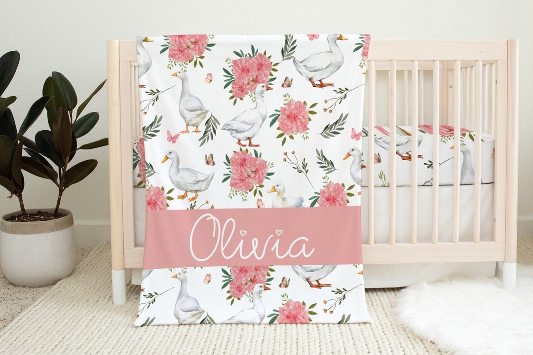 Duck Blanket, Blanket With Farm Ducks, Floral Throw Blanket, Dahlias