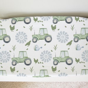 Farm Tractor Baby Boy Changing Pad Cover, Green Tractor Nursery Crib Bedding Sets, Baby Boy Green Shower Gifts, Western Diaper Changing Pads