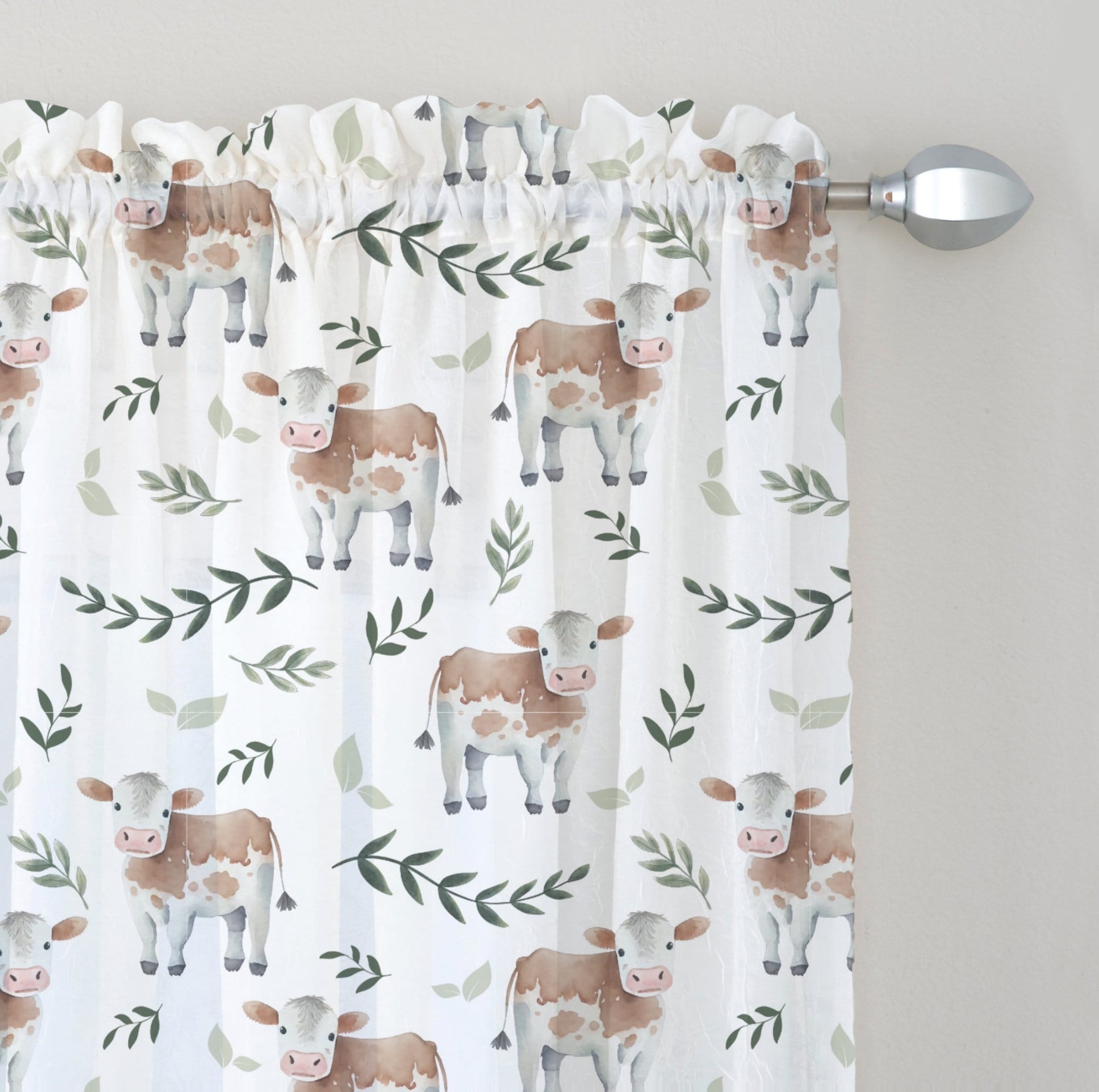 Gender Neutral Sheer Curtain Panel, Farm Themed Nursery Decor, Black ...