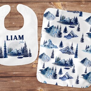 Mountain Baby Burp Cloths, Mountain Baby Bibs, Nature Baby, Baby Boy Shower Gifts, Bibs and Burp Cloths, Mountain Nursery Theme, Mule Deer