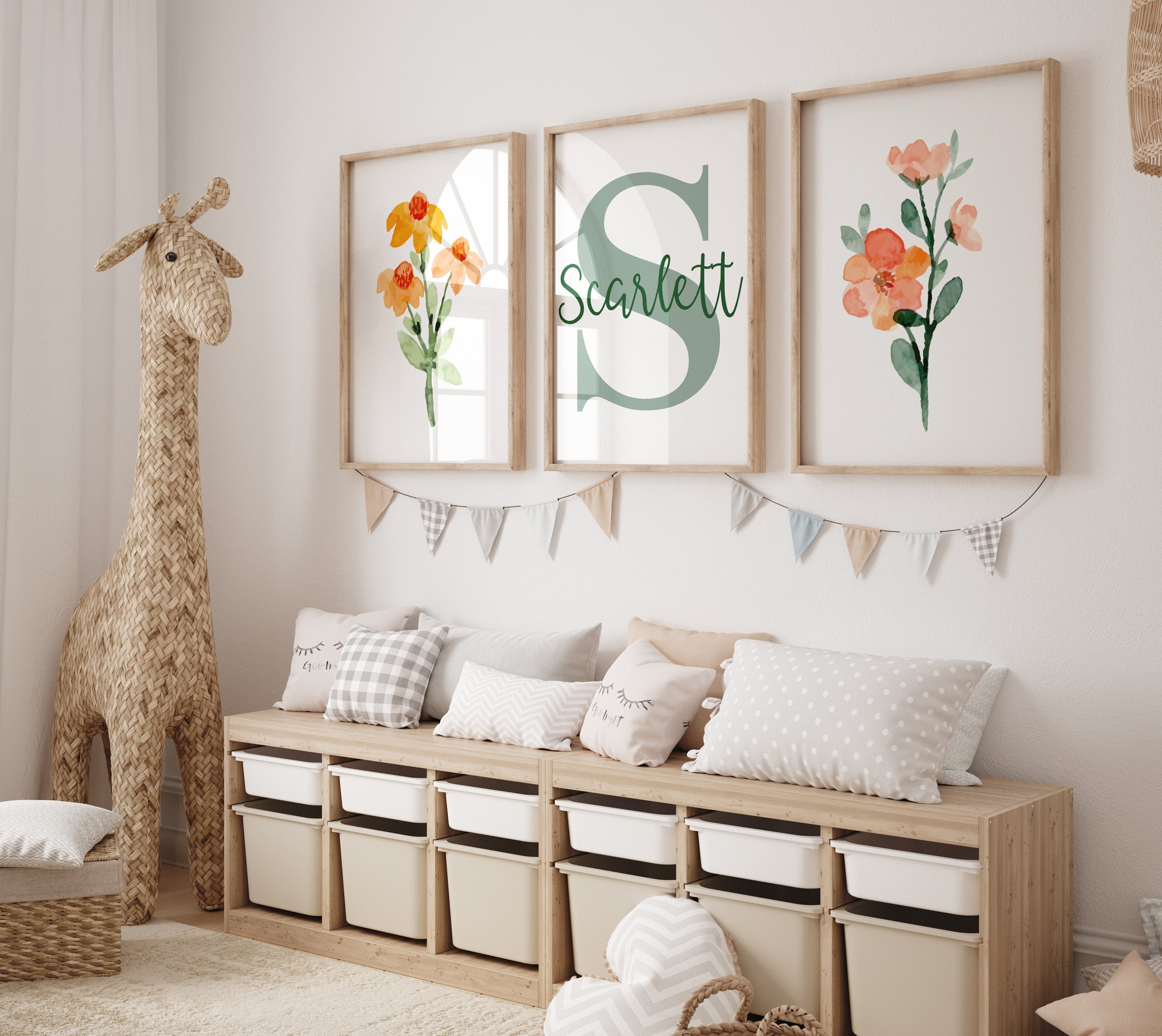Custom Wildflowers Prints, Floral Nursery Wall Art, Baby Girl Nursery ...