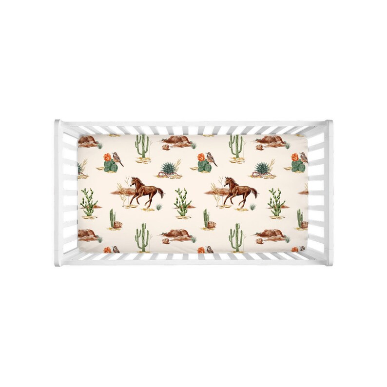 Chippi & Co Cactus Crib Sheet - Arizona Western Nursery Bedding, Standard Crib Size, 100% Cotton