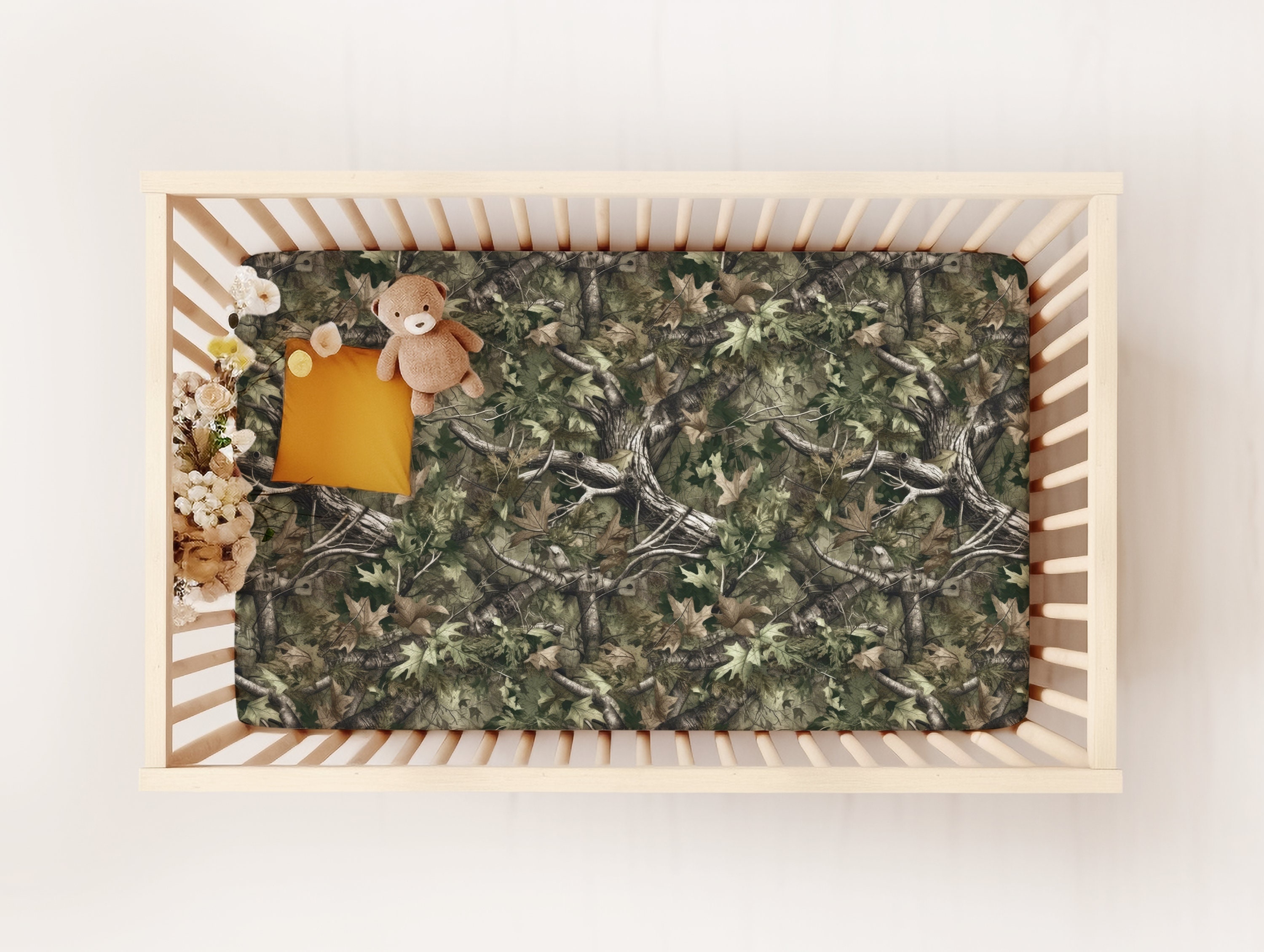 Camo Boy Crib Bedding, Hunting Camo Crib Sheet, Hunter Nursery Theme