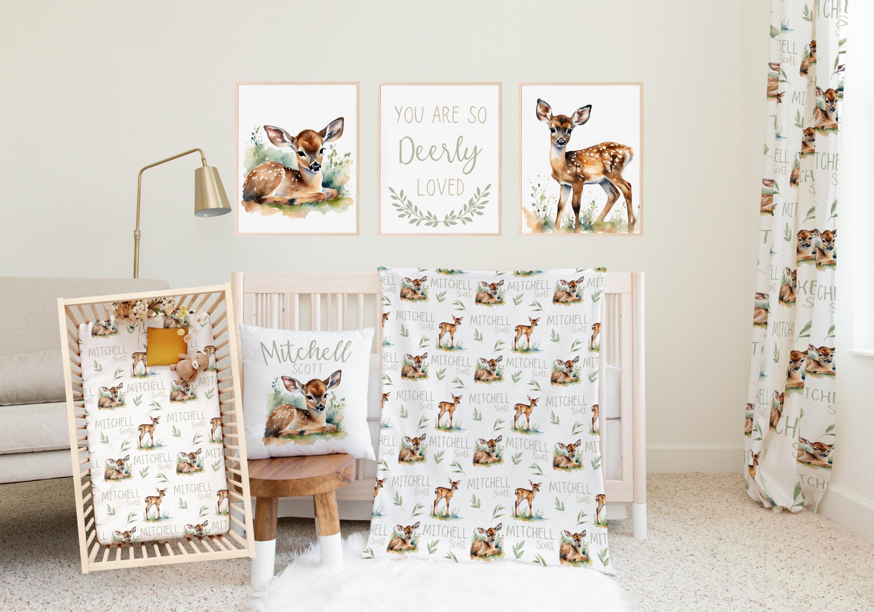 Gender Neutral Crib Bedding, Baby Deer Crib Sheet, Fawn Nursery Bedding
