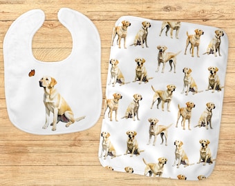 Burp Cloths With Yellow Labradors, Lab Dog Mom, Puppy Baby Gifts, Puppy Dog Nursery Theme, Gender Neutral Baby Gifts, Baby Bibs With Dogs
