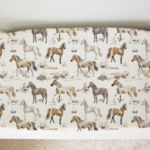 Horses Baby Changing Pad Cover, Diaper Changing Table, Cowgirl Nursery Theme, Girl Western Crib Bedding, Neutral Baby Shower Gifts, Rustic