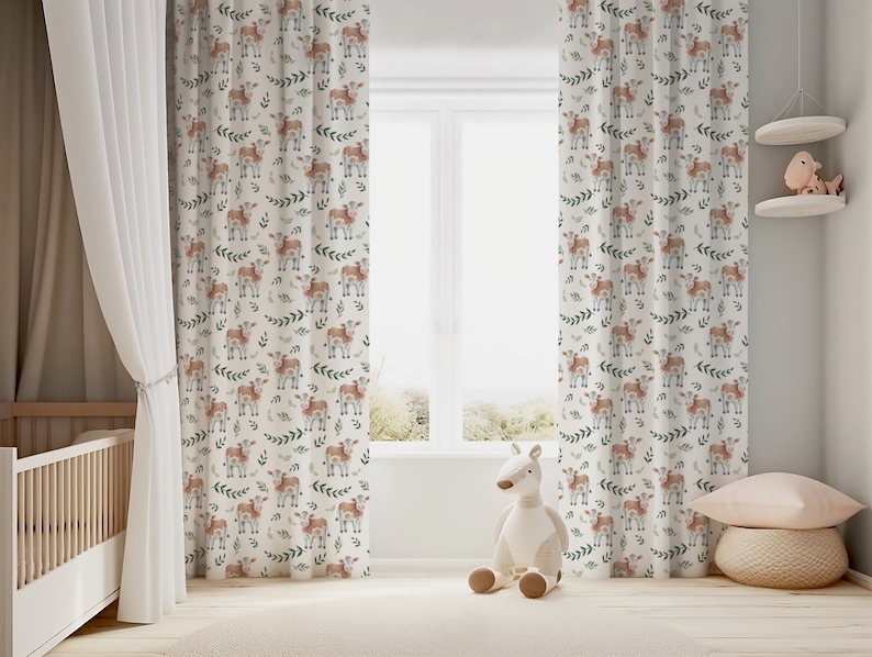 Gender Neutral Sheer Curtain Panel, Farm Themed Nursery Decor, Black ...