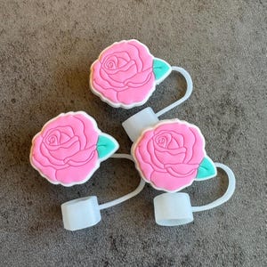Pink Rose 10mm Straw Topper