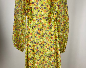 1970s Floral Maxi Prairie Dress