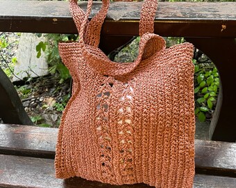 Bolso de rafia, bolso de punto, bolso de playa de mimbre, bolso de bolsa de cuerda de papel, bolso de bolsa con cerradura de metal oculta, PATRÓN DE CROCHET