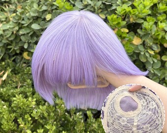 100% Human Hair Bob Wig Lavender Ombre Lightweight for Daily & Cosplay