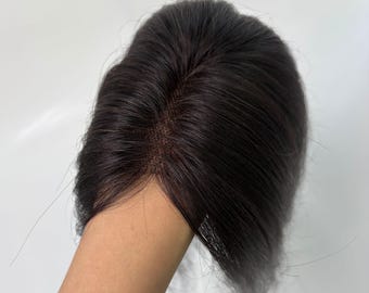 8×11cm Breathable Hair Topper | 120% Density 3-Clips Human Hair Black Thin/Loss  12''