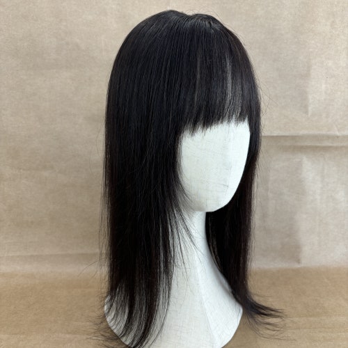 12 Inch Human Hair Topper with Bangs for Thinning Hair 9x13cm Silk Base Amazon.com : FLUFYMOOZ 100% Real Human Hair Toppers, 12 Inch  main image 4
