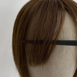 3.1x4.7" full silk based middle brown coloe human hair toppers with bangs for Thinning Hair or hair volume Free-Part Design
