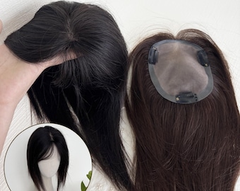 100% Virgin Hair 11×13cm Mono Lace PU Edge topper for Thinning Hair Gray