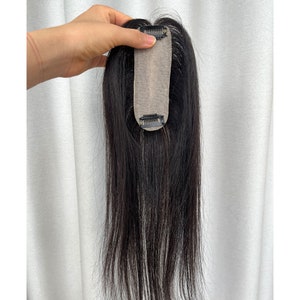 4x13cm long strip hairpiece,Human Hair Topper for sparse hair parting - Easy Hair Volume Increase,silk based natural parting hair toppers