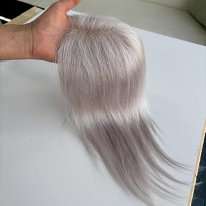 Light Silver 3.1 × 4.3 '' Lace Base Topper Atmungsaktiver vorderer Haaransatz, 12 Zoll