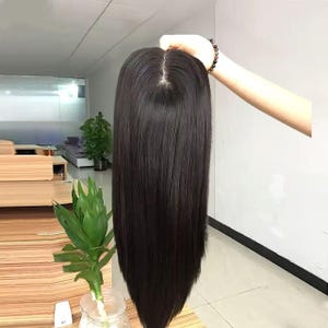16x16cm Human Hair Topper, Straight Black Hair Piece, Full Silk Base