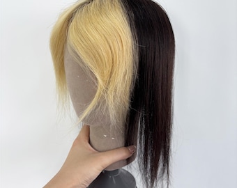 12inch( 9×14cm) Swiss Lace Human Hair Topper | Blonde Bangs Cosplay Glamorous Look