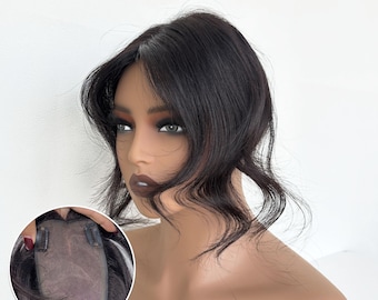 100% Human Hair Topper 9x14cm Mono Base V-Bionic Hairline Suitable for Summer